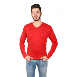 Tommy Hilfiger pánský červený svetr Plaited - XL (626)